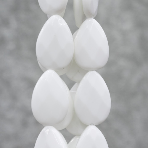 White Agate Drops Faceted Plate 30x40mm