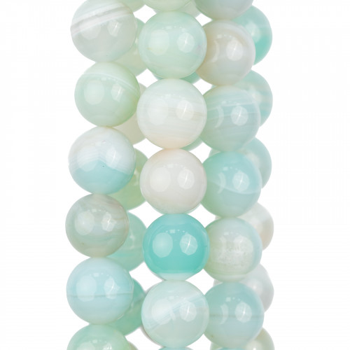 Light Blue Striped Agate Round Smooth 08mm Clear