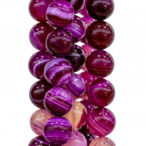 Fuchsia Striated Agate Round Smooth 18mm