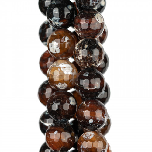 Faceted Brown Fire Agate 14mm