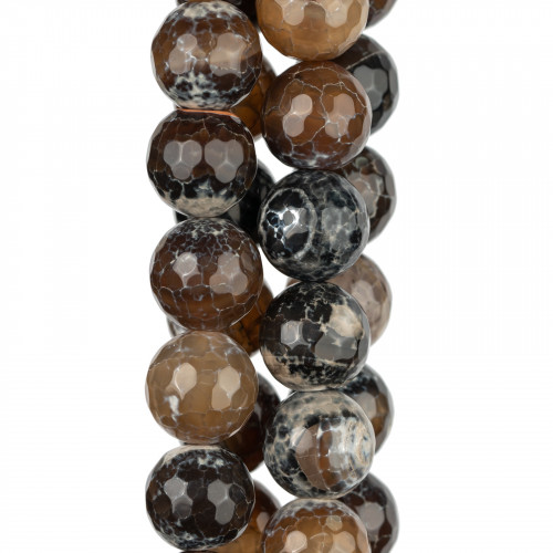 Faceted Brown Fire Agate 16mm Intense