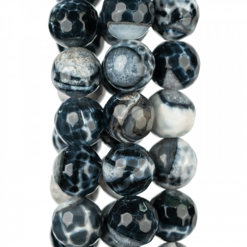 Faceted Black Fire Agate 08mm