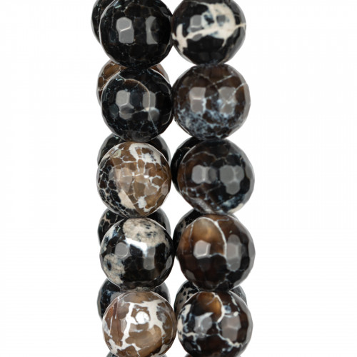 Faceted Black Fire Agate 16mm Shaded Brown