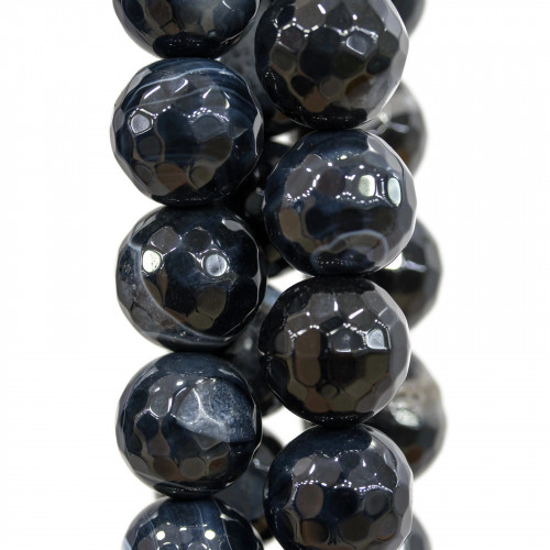 Faceted Black Fire Agate 18mm