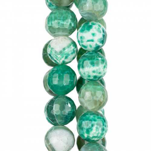 Faceted Emerald Green Fire Agate 16mm