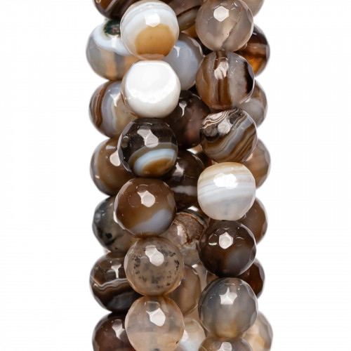 Faceted Striped Brown Agate 06mm