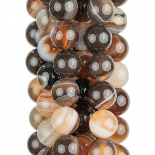 Brown Striped Agate Round Smooth 10mm