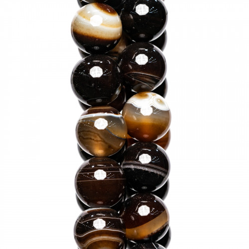 Dark Brown Striped Agate Round Smooth 18mm