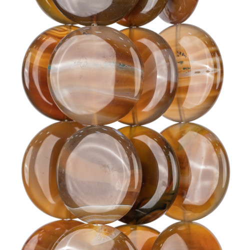 Brown Agate Round Flat Smooth 40mm Shaded Brown