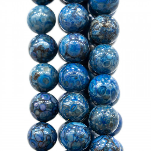 Blue Oceanic Agate Στρογγυλός Λείος 12mm