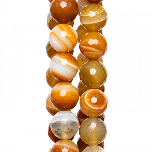 Brown Ocher Striped Faceted Agate 10mm