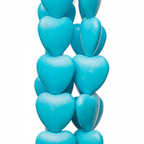 Aulite Turchese Magnesite Cuore Piatto Liscio 18mm