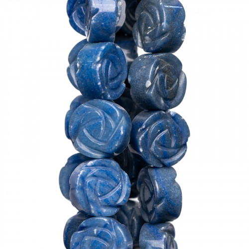 Μπλε χαραγμένο λουλούδι Aventurine 16mm