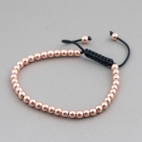 Pulsera De Hematita Con Cierre Up-Down De Oro Rosa