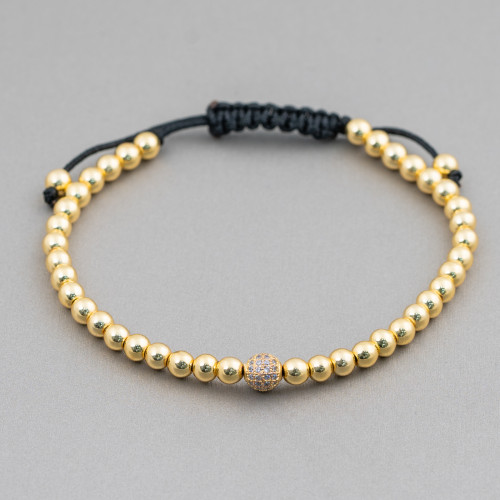 Hematite and Zircon Bracelet with Up-Down Clasp 1pc Golden White