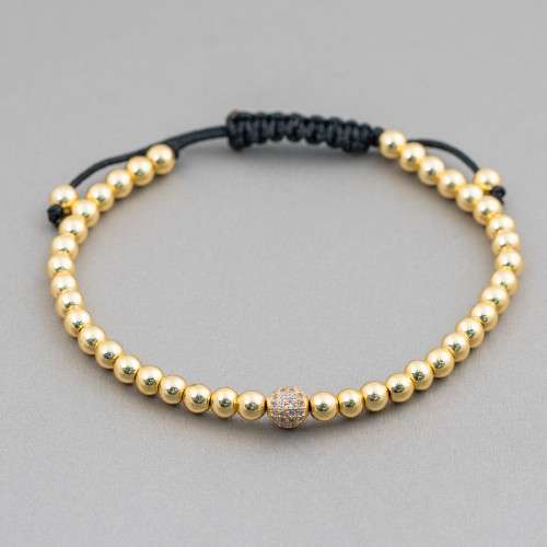 Hämatit- und Zirkon-Armband mit Up-Down-Verschluss, 1 Stück, Goldweiß