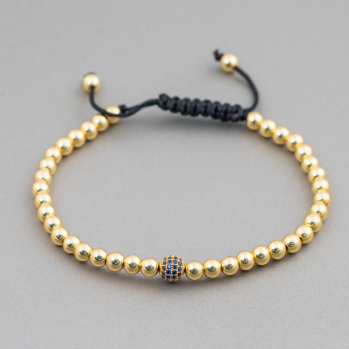 Hematite and Zircon Bracelet with Up-Down Clasp 1pc Golden Blue