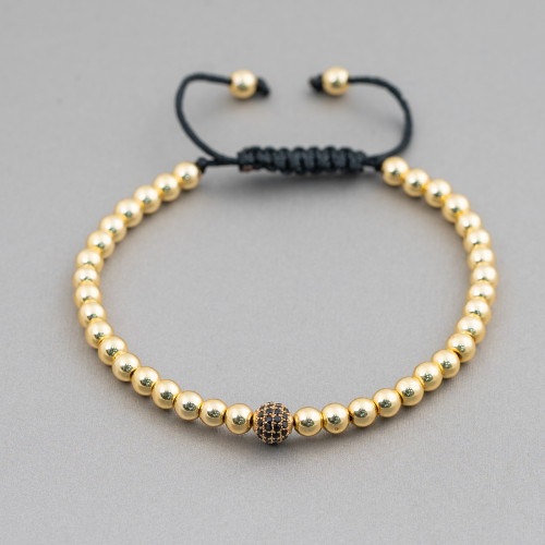 Hematite and Zircon Bracelet with Up-Down Clasp 1pc Golden Black