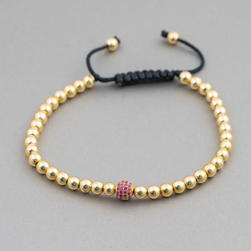 Hematite and Zircon Bracelet with Up-Down Clasp 1pc Golden Red