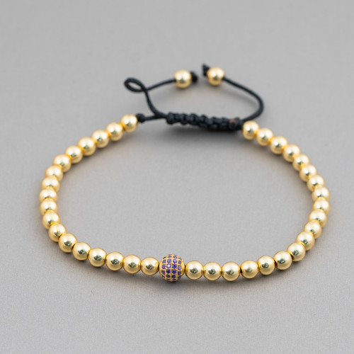 Hematite and Zircon Bracelet with Up-Down Clasp 1pc Golden Purple