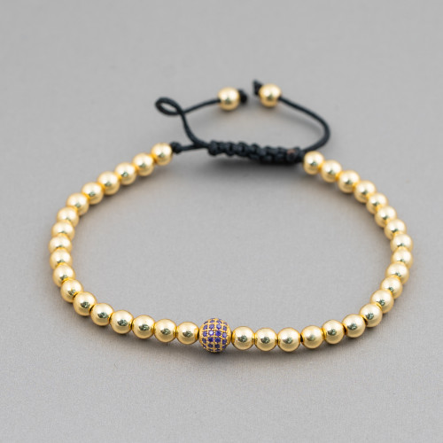 Pulsera Hematites y Circonitas con Cierre Up-Down 1ud Dorado Morado