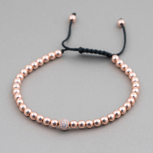 Hematite and Zircon Bracelet with Up-Down Clasp 1pc Rose Gold White
