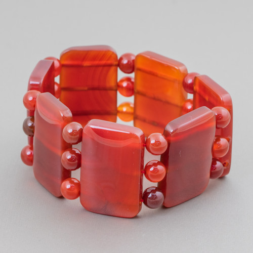 Semiprecious Stone Bar Bracelet 35mm Carnelian Smooth Rectangle 35x22mm