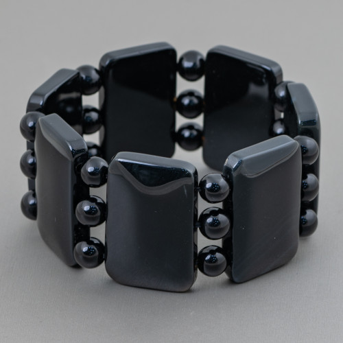 Halbedelstein-Stabarmband 35 mm, Onyx, glatt, rechteckig, 35 x 22 mm