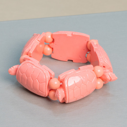 Large Turtle Gemstone Bracelet 30x42mm Pink Resin