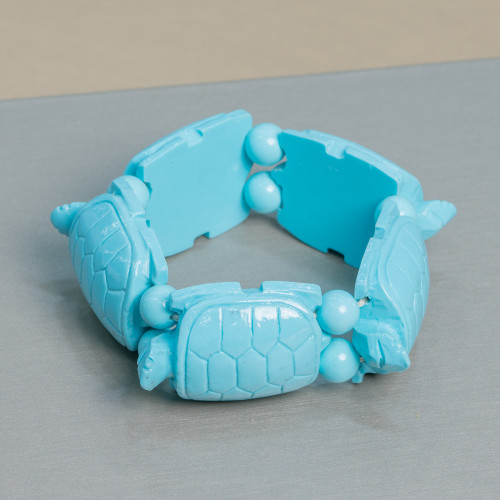 Semiprecious Stone Bracelet Large Turtle 30x42mm Turquoise Resin