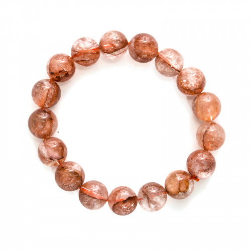 Round Clear Hematoid Quartz Bracelet 12mm