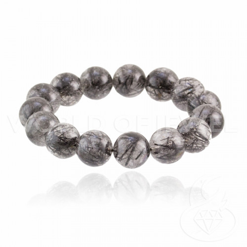 Clear Black Rutilated Quartz Elastic Bracelet 15mm