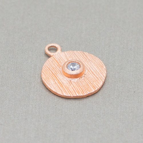 Pendant Of 925 Silver Coin Satin With Light Point 12x15mm 6pcs Rose Gold