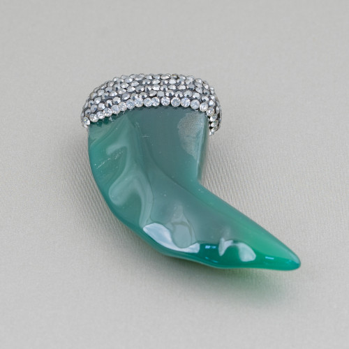 Componente colgante de ágata con diamantes de imitación de marcasita Cornetto 55 mm 1 pieza MOD4