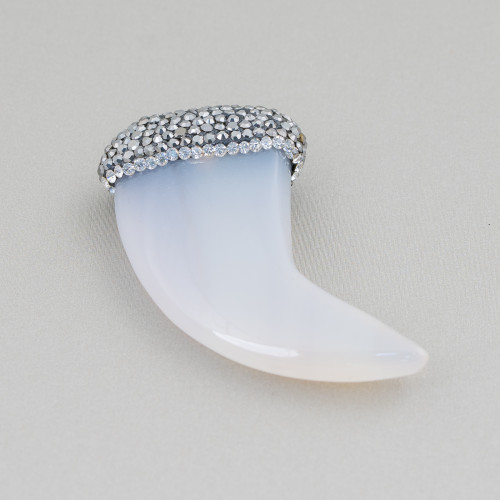 Componente colgante de ágata con diamantes de imitación de marcasita Cornetto 55 mm 1 pieza MOD6