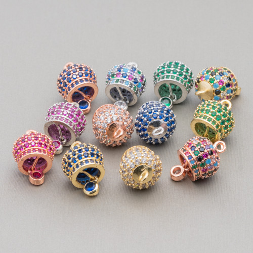 Composant de pendentif en Bronze cloches appelant les anges avec pavé de Zircons multicolores 10mm paquet mixte 60 pièces
