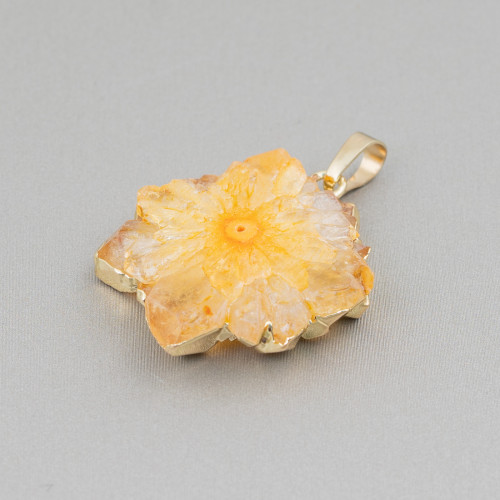 Pendant Component Of Rough Druzy Stones 30-50mm 1pc Yellow