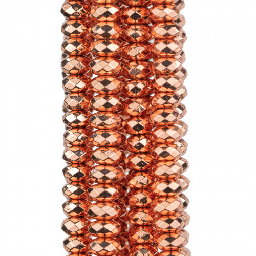 Hematite Faceted Rondelle 6x3mm Rose Gold