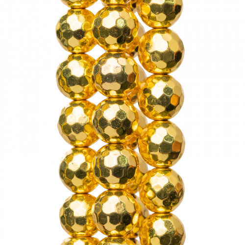 Faceted Hematite 06mm 18k Gold