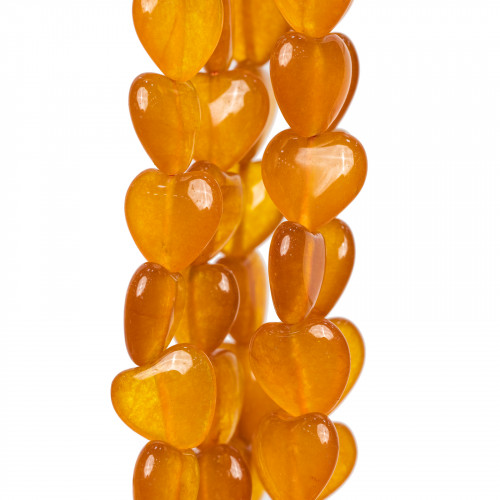 Jade Orange Amber Smooth Flat Heart 15mm