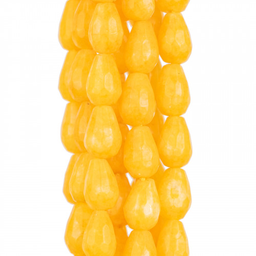 Yellow Jade Faceted Briolette Drops 6x9mm