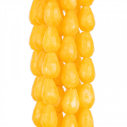 Yellow Jade Faceted Briolette Drops 8x12mm