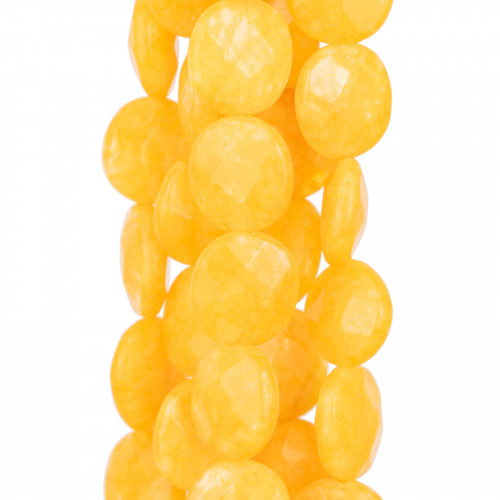 Yellow Jade Round Smooth Flat Faceted 18mm
