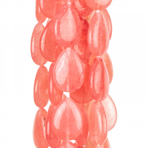 Rhodochrosite Jade Flat Smooth Drops 25x35mm