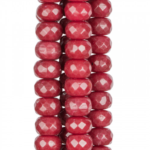 Rubellite Jade Faceted Rondelle 12x8mm