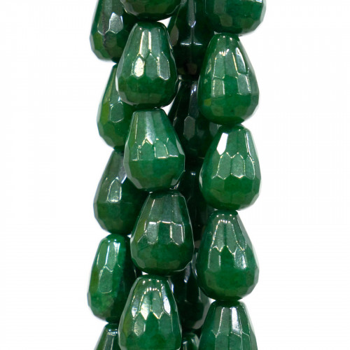 Emeraldite Jade Faceted Briolette Drops 8x12mm