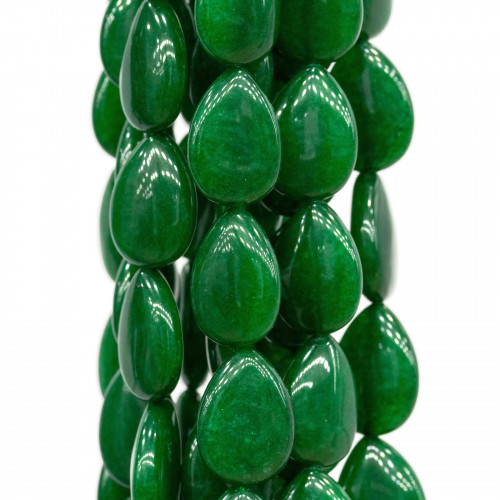 Emeraldite Jade Smooth Flat Drops 13x18mm