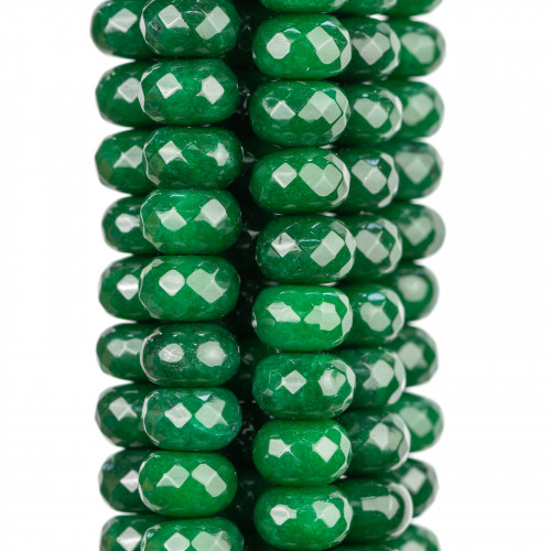 Emeraldite Jade Faceted Rondelle 12x8mm