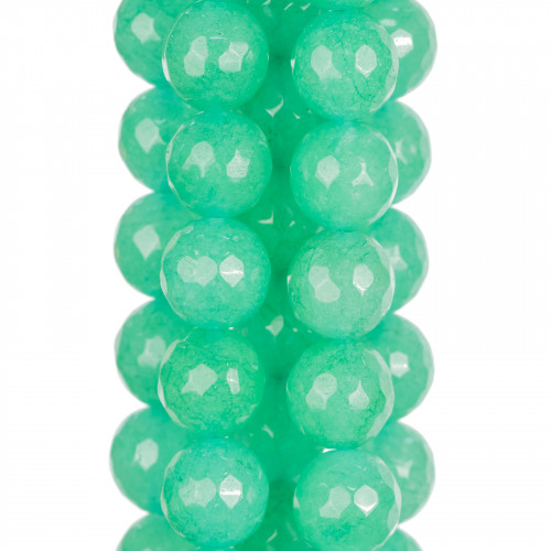 Intense Faceted Chrysoprase Green Jade 12mm