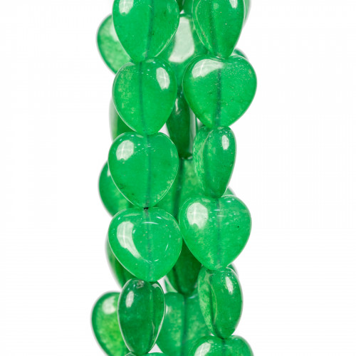 Giada Verde Cuore Piatto Liscio 15mm